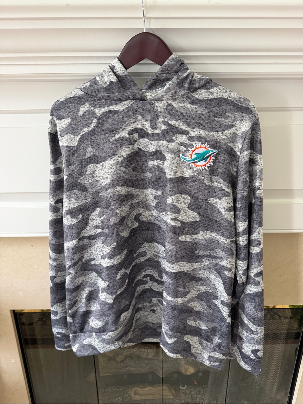 Miami Dolphins Gray Camo Hooded Long-Sleeve Pullover